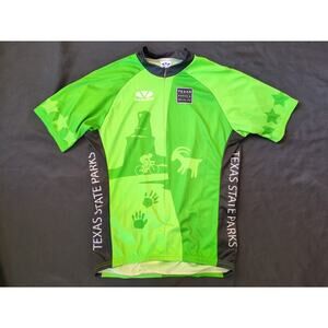 Men's Large Short Sleeve Green Texas Parks & Wildlife Bike Bicycle Jersey Large